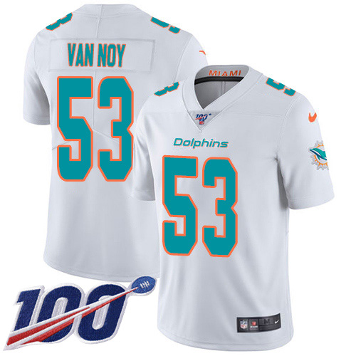 Nike Miami Dolphins #53 Kyle Van Noy White Youth Stitched NFL 100th Season Vapor Untouchable Limited Jersey->youth nfl jersey->Youth Jersey